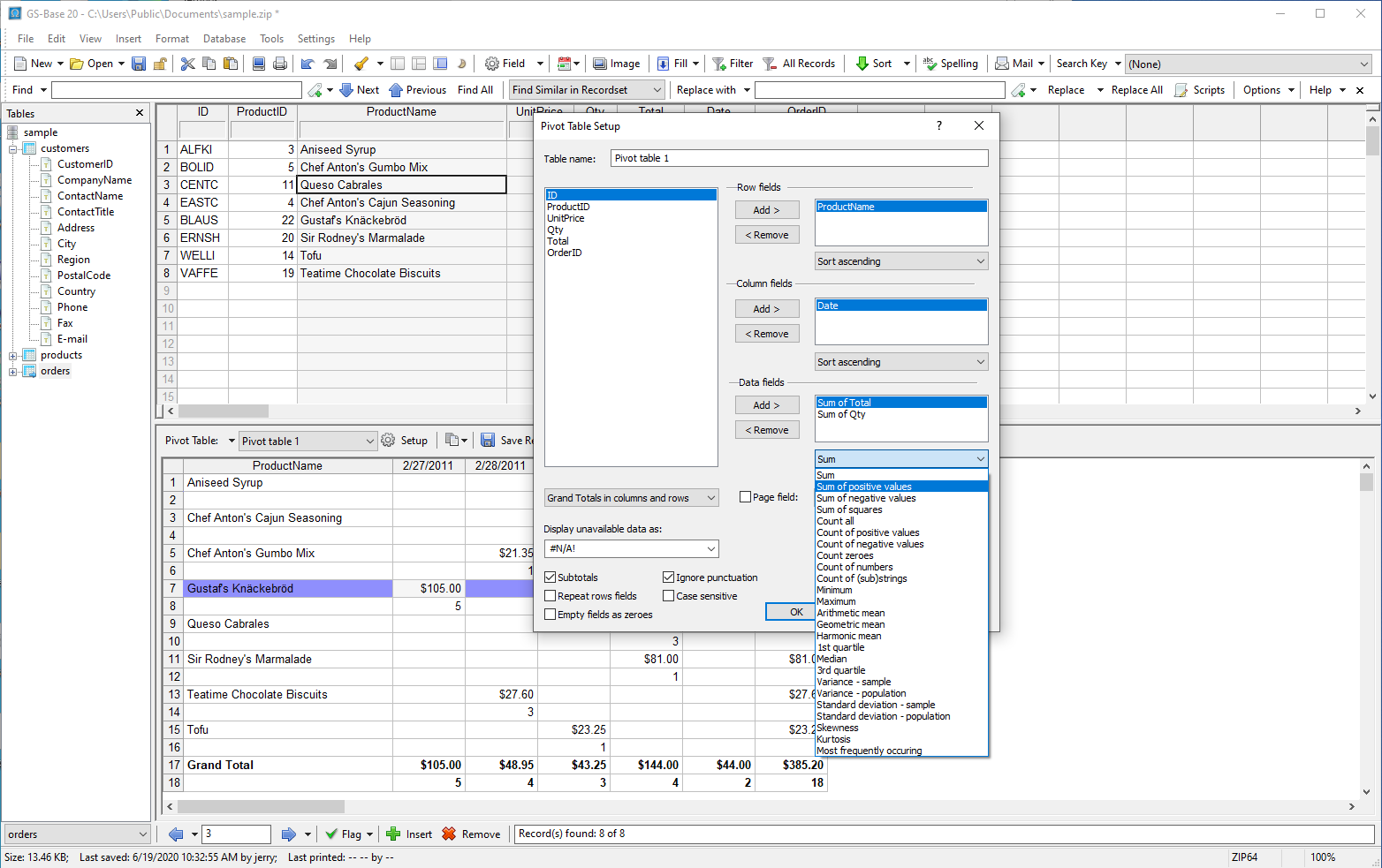 Analyze your data using pivot tables containing up to 256 millions of rows and 16,384 columns.