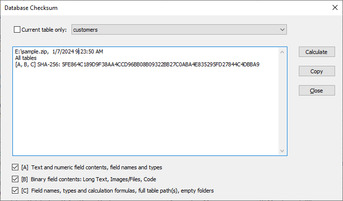 Using SHA-256 checksums verify whether the data remain unmodified e.g. when switching the file format.